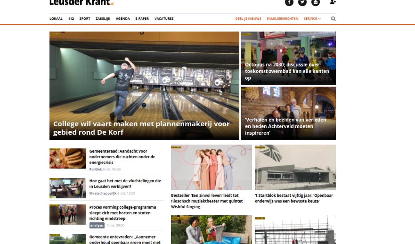Een overzicht van de meest recente premiumartikelen is te vinden op www.leusderkrant.nl.