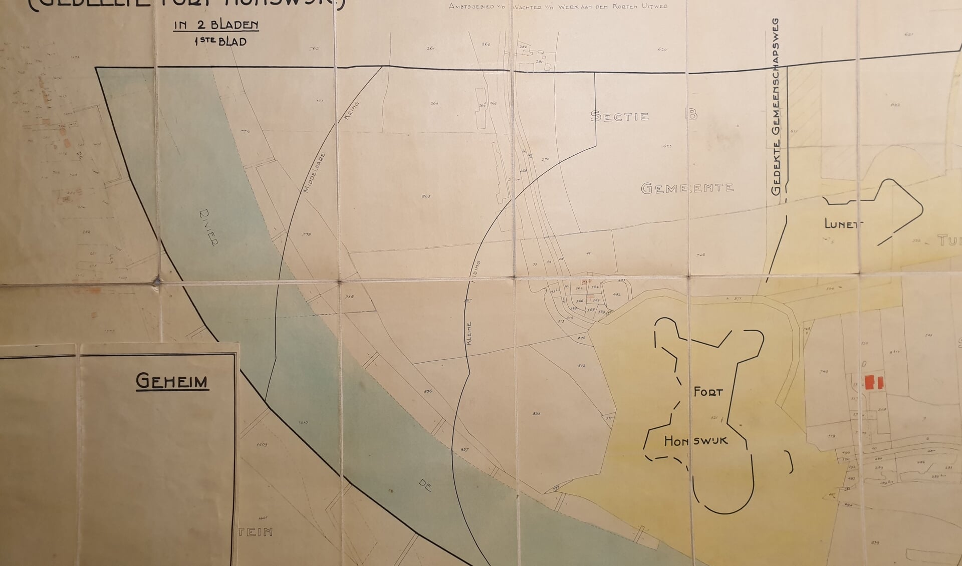Militaire kaart Honswijk en omgeving 1936