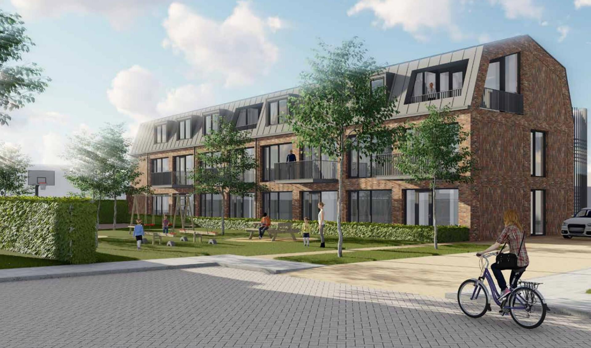 Ontwerp van tien nieuwe appartementen, naast het speeltuintje in de hoek van de Engweg en de Arie van de Heuvelstraat.