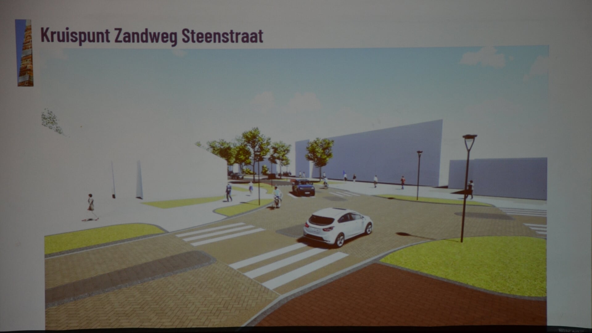 Zo moet het kruispunt Zandweg-Steenstraat er uit gaan zien.