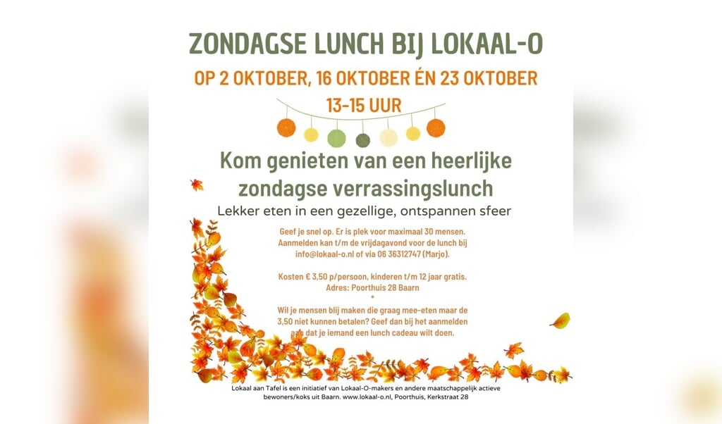 Zondagse lunches oktober 2022