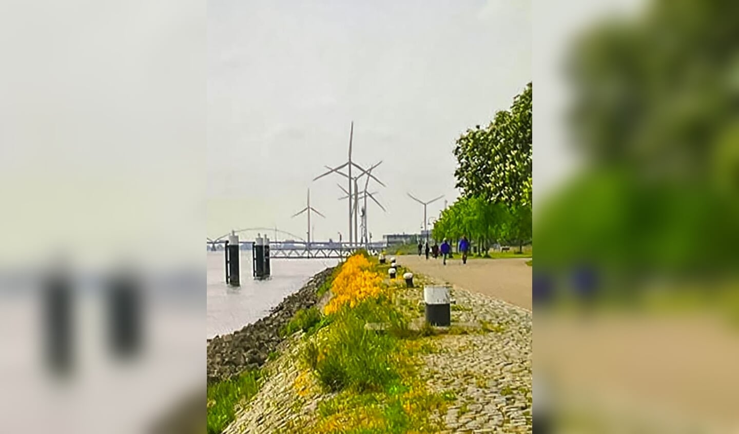 Artist Impression van windturbines bij Avelingen uit onderzoek van Bosch & Van Rijn