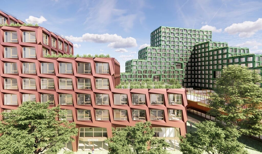 Ontwerpen voor een deel de uitbreiding van Uilenstede, met speciale vliegtuiggeluidwerende gevels.