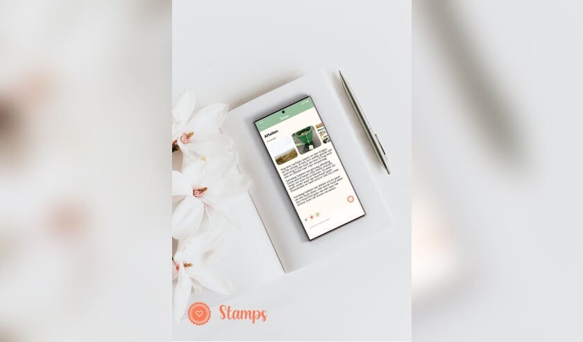  In de app ‘Stamps’ kun je je verhaal opschrijven, foto’s uploaden en delen met wie je daarvoor uitnodigt via een persoonlijke code. 