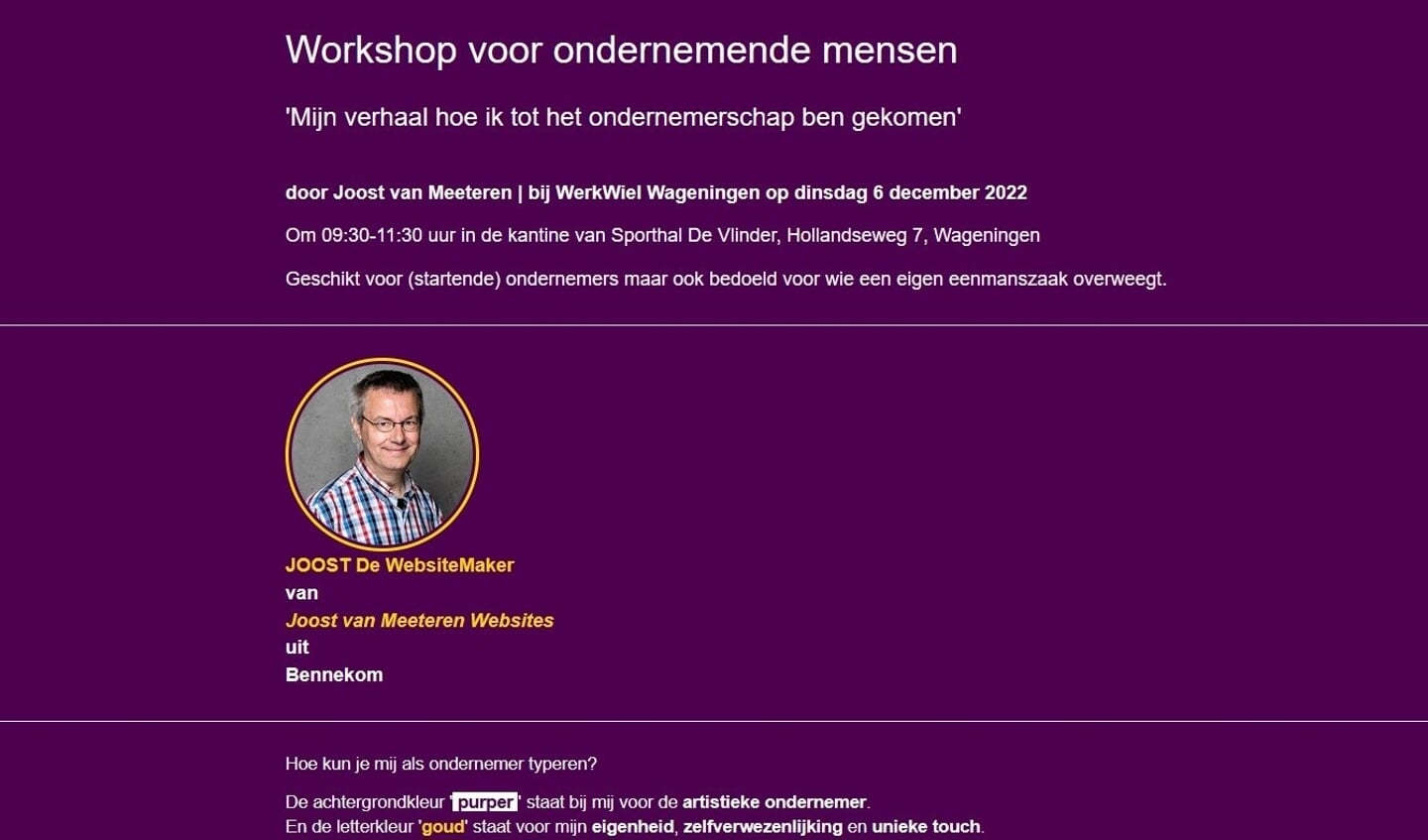 Workshop bij WerkWiel Wageningen op 6 december 2022