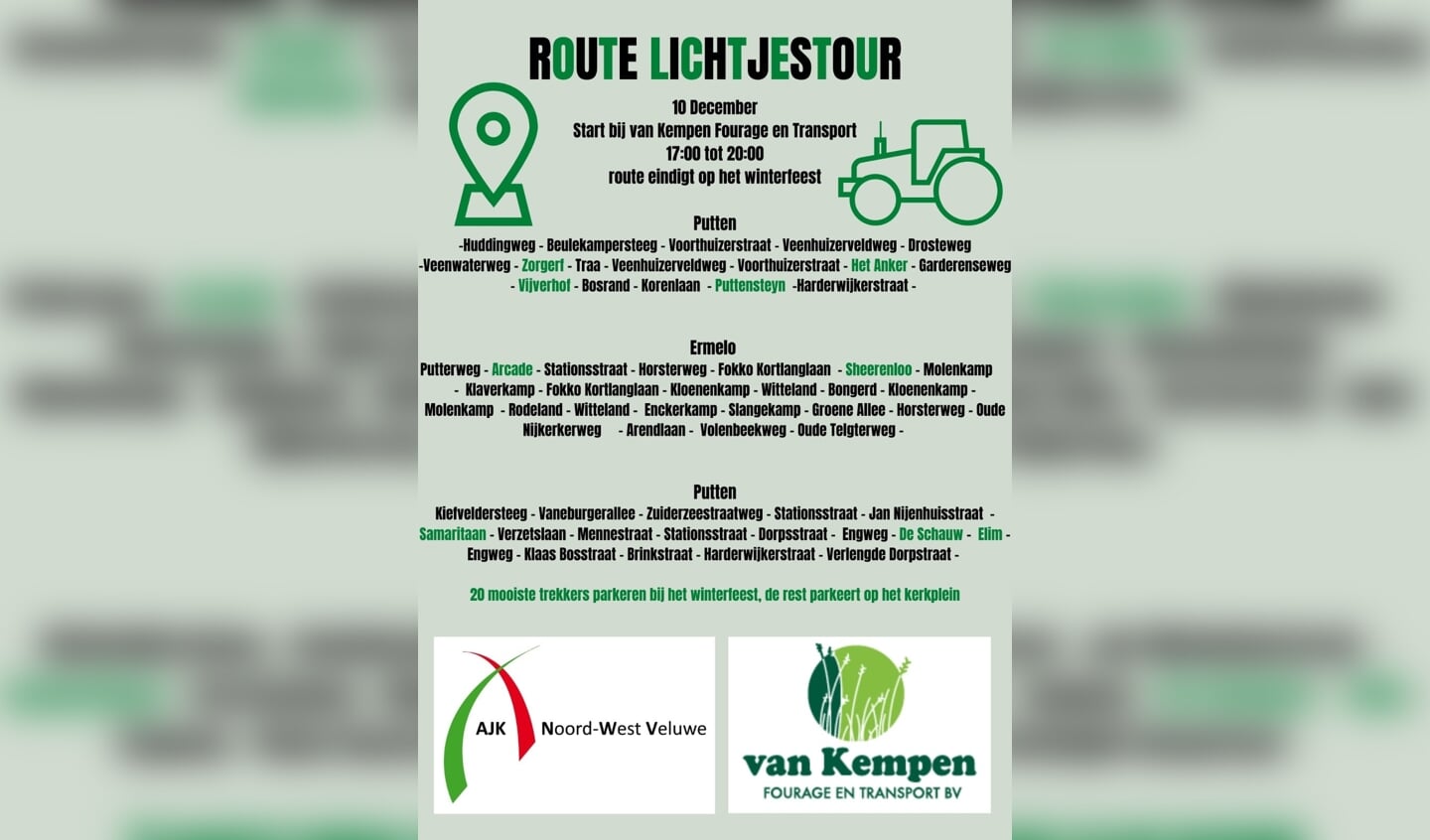 Route Trekker Lichtjes Tour Ermelo en Putten