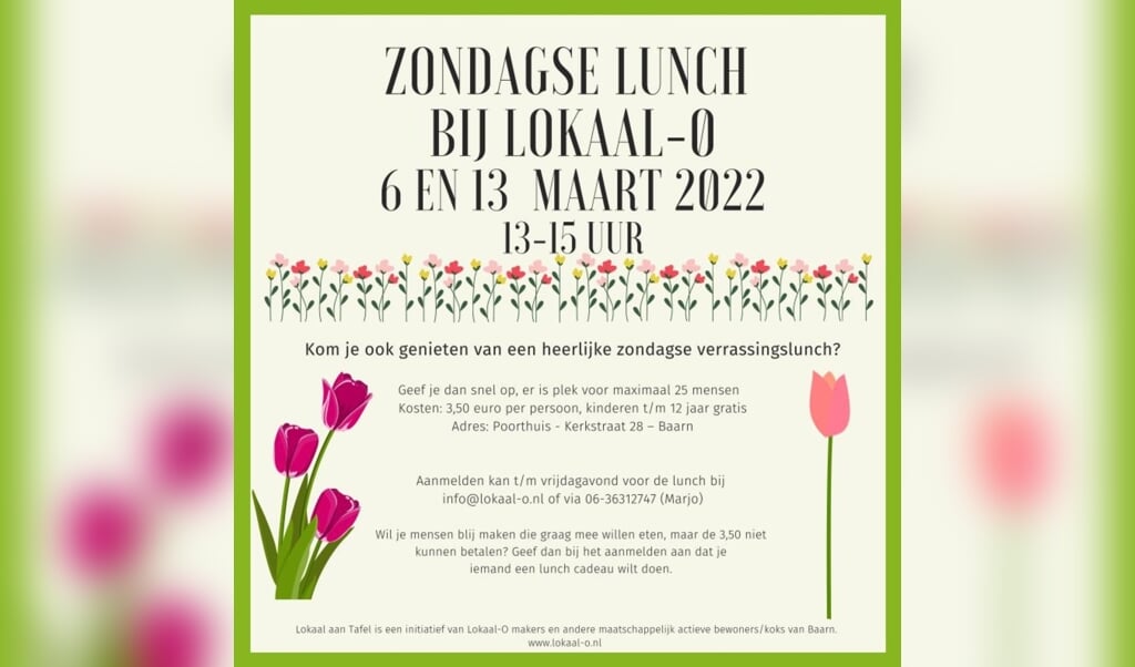 Flyer zondagse lunches maart 2022