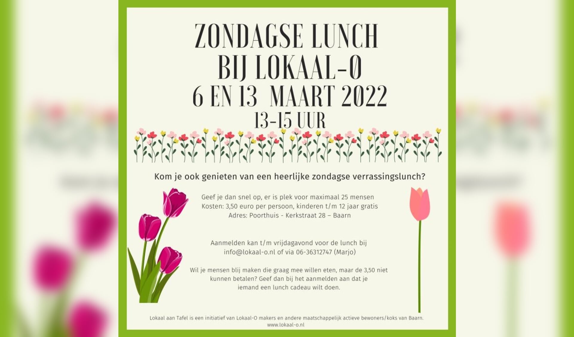 Flyer zondagse lunches maart 2022