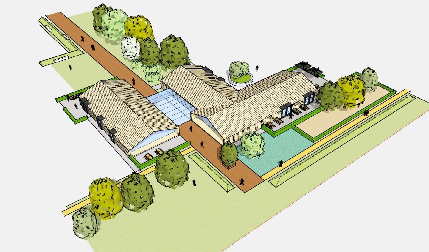 Zo zou het paviljoen op Sportpark Blikkenburg eruit kunnen zien.