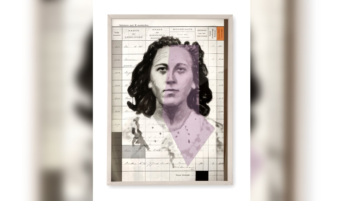 De collage van Erik Fliek met een portret van Truus is afgedrukt op het boek. 