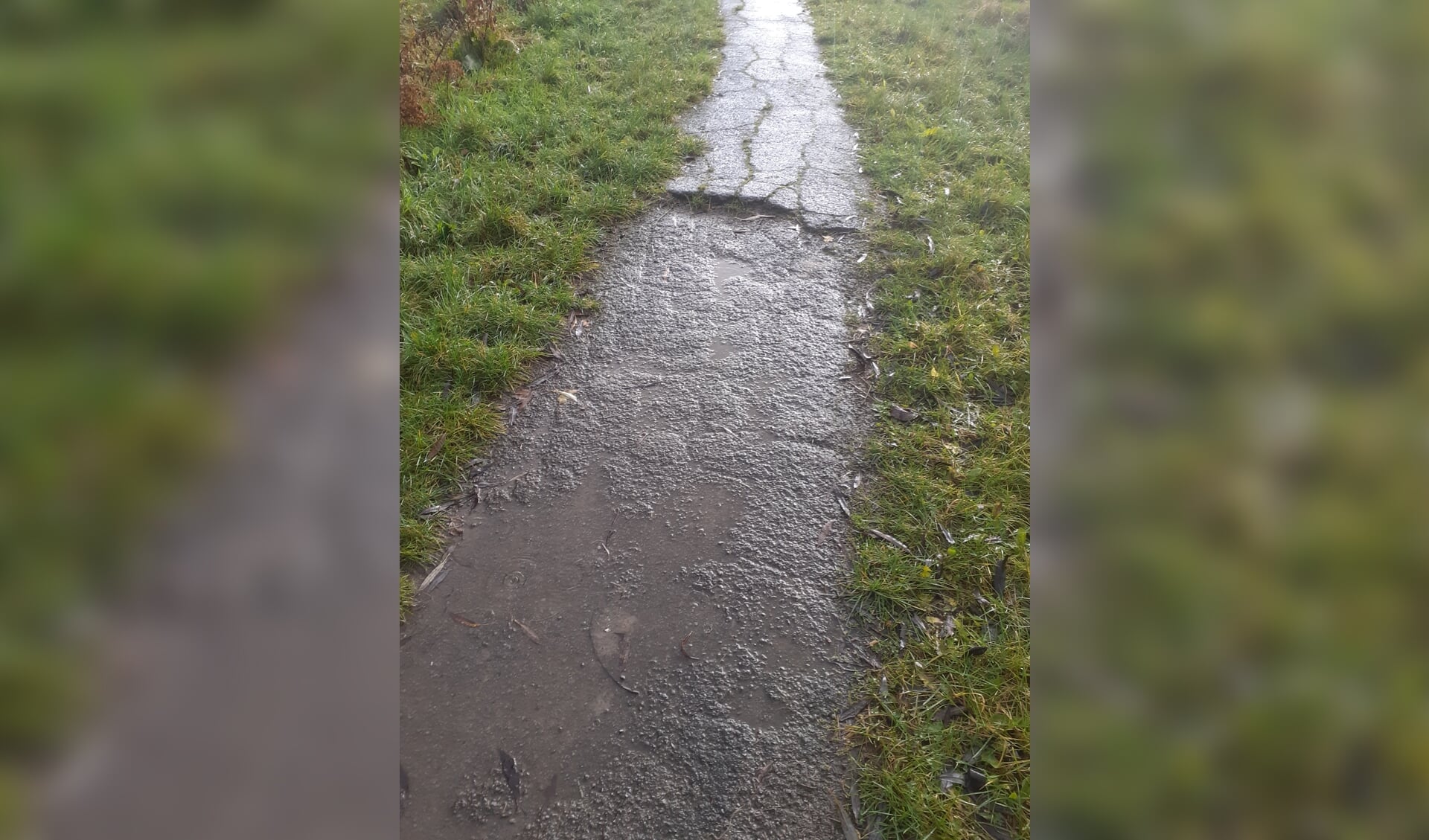 Er zitten behoorlijke scheuren in de paden.
