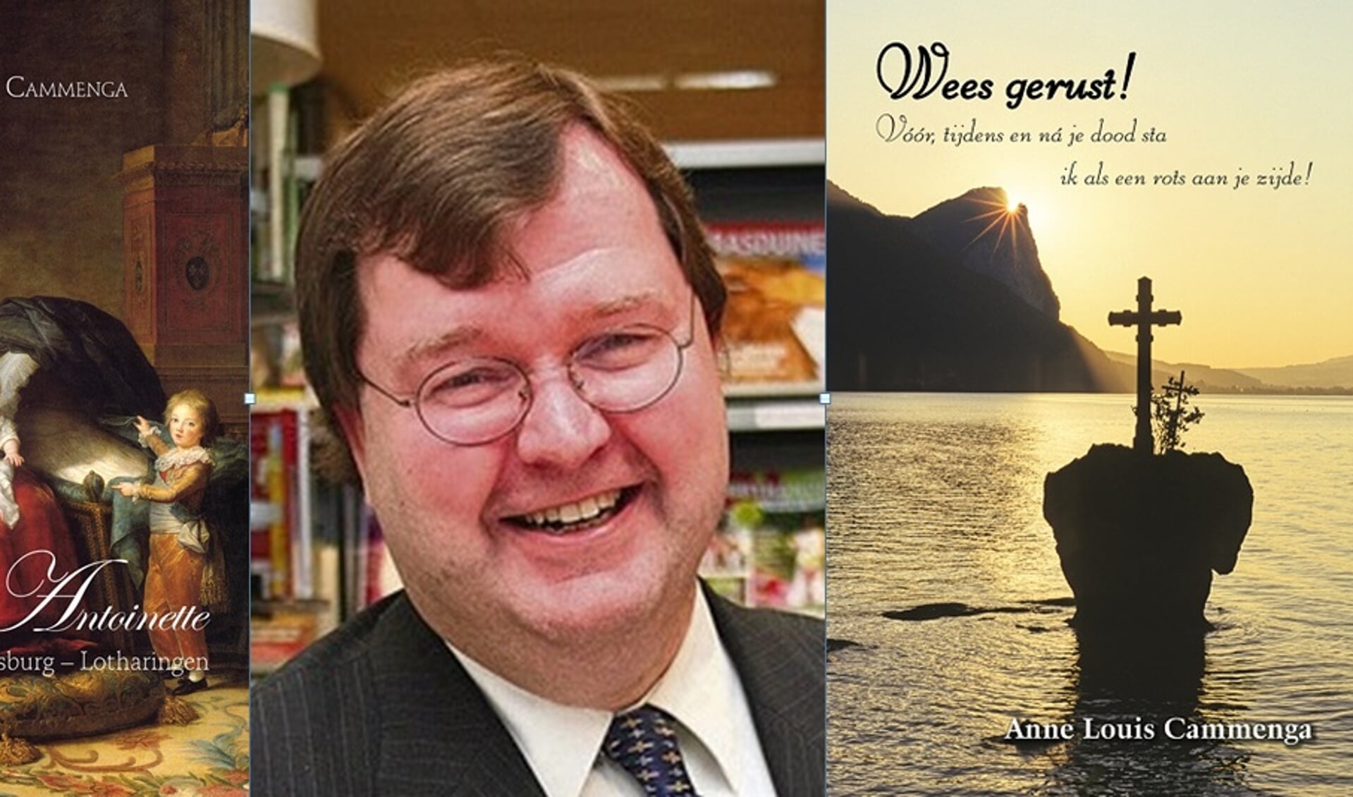 Van links naar rechts: het boek Marie Antoinette van Bourbon-Habsburg-Lotharingen; Auteur Anne Louis Cammenga en het boek Wees gerust! Vóór, tijdens en ná je dood sta ik als een rots aan je zijde ! 