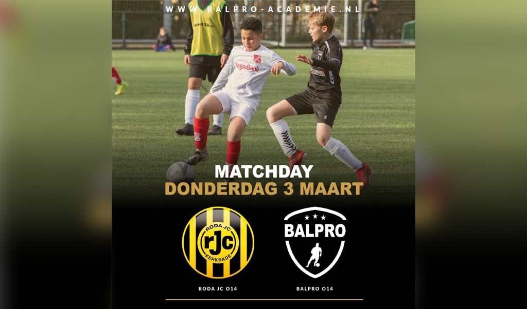 Wedstrijd aankondiging Roda JC - BALPRO O14.