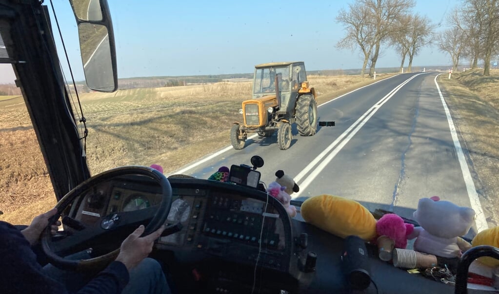 De bus onderweg naar de Pools-Oekraïense grens