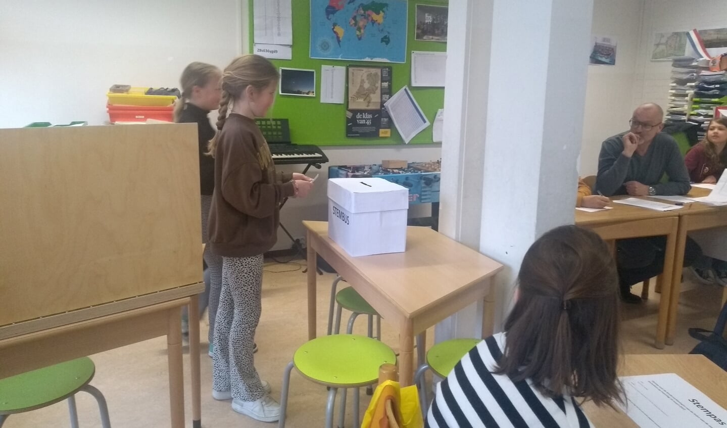 Leerlingen mogen hun stembiljet in de stembus deponeren