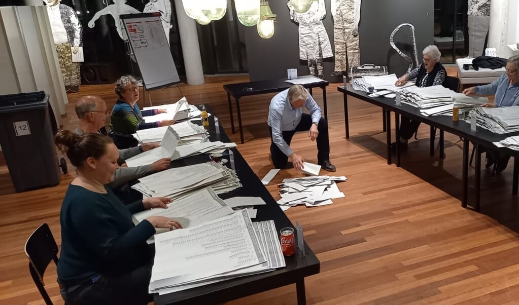 In Cultura in Ede werden de stemmen van de gemeenteraadsverkiezingen 2022 geteld.