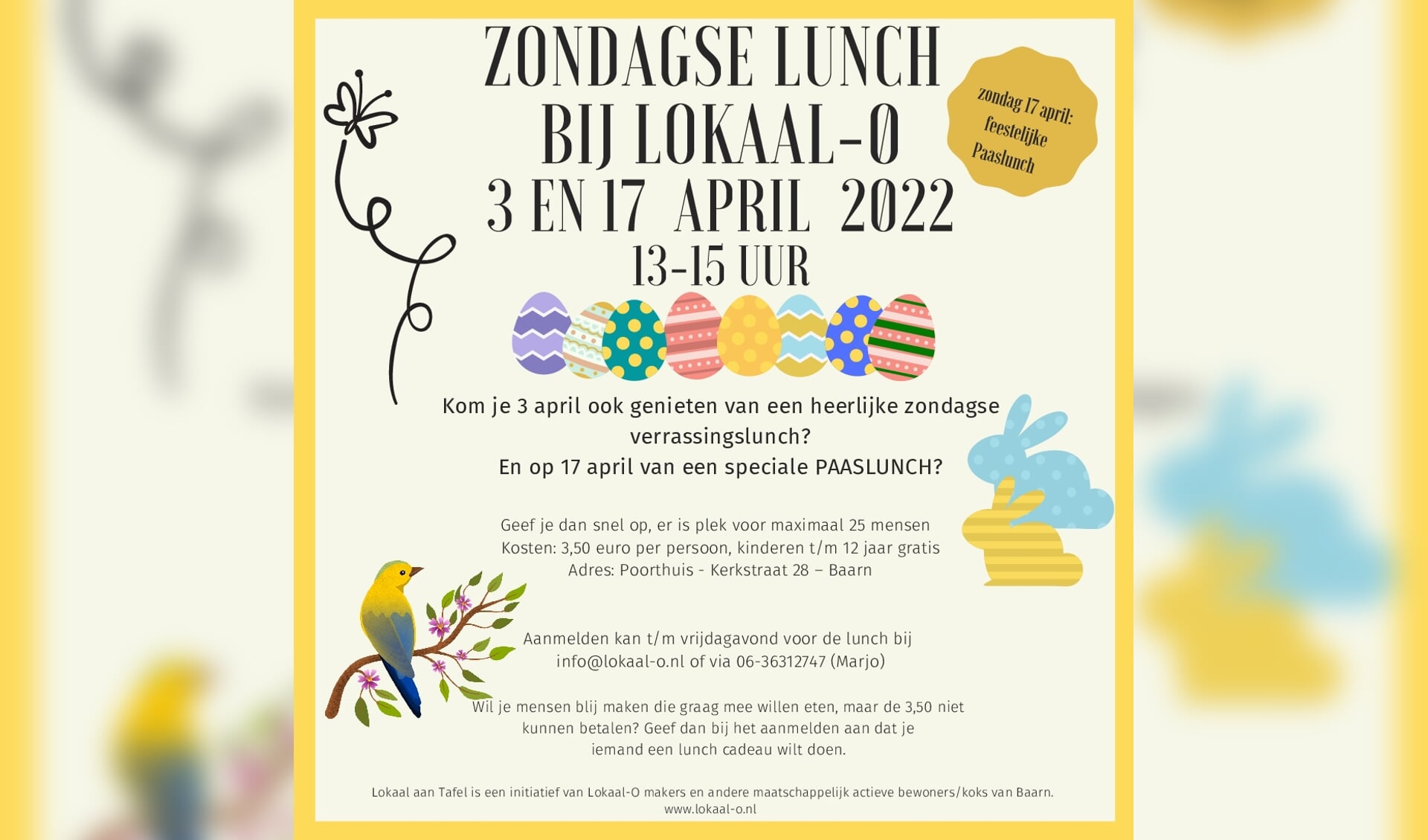 Flyer zondagse lunches april 2022