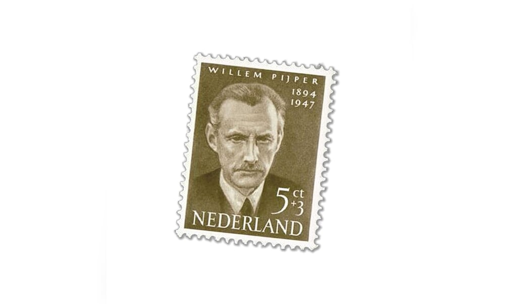 Willem Pijper op een Zomerpostzegel uit 1954, ontworpen door André van der Vossen