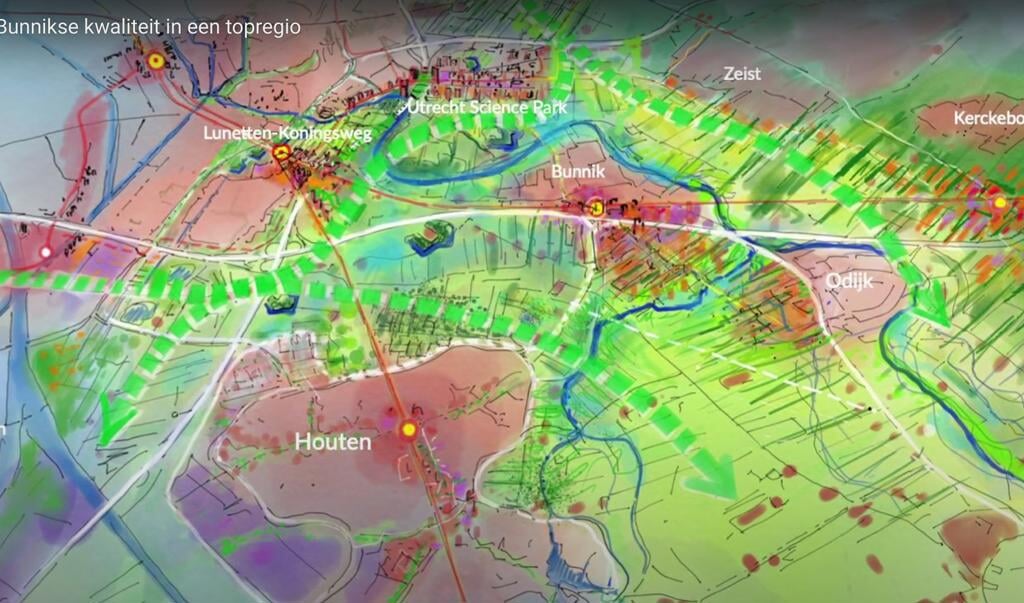 Screenshot uit de video waarin de gemeente haar ambities uitlegt aan de provincie. De nadruk ligt in de video meer op het USP dan op Werkhoven.