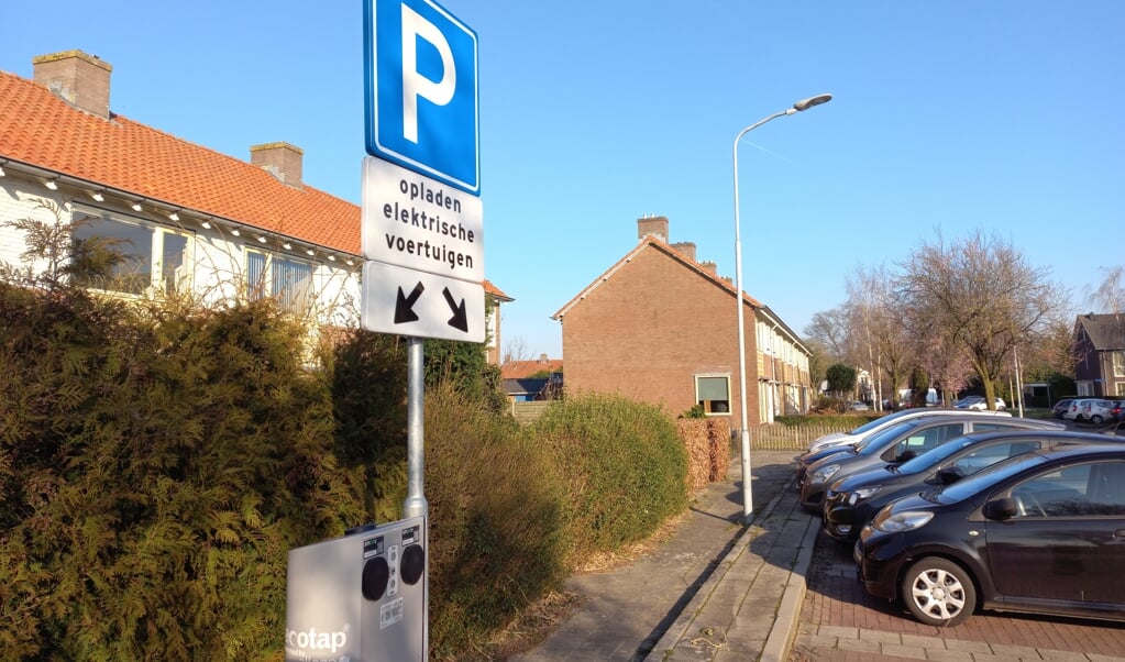 Een voorbeeld van een oplaadpunt voor elektrische auto's, aan de Lorsweg in Barneveld.