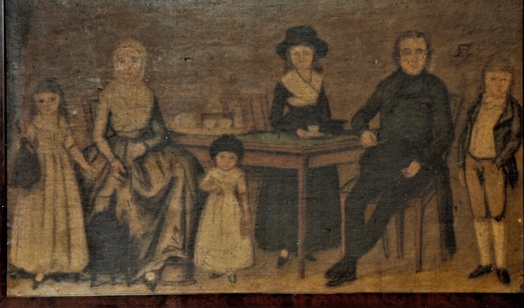 Het was zeer waarschijnlijk Jan Gerrit Erkelens die begin 1800 het gezin Slok op een aquarel heeft vastgelegd.