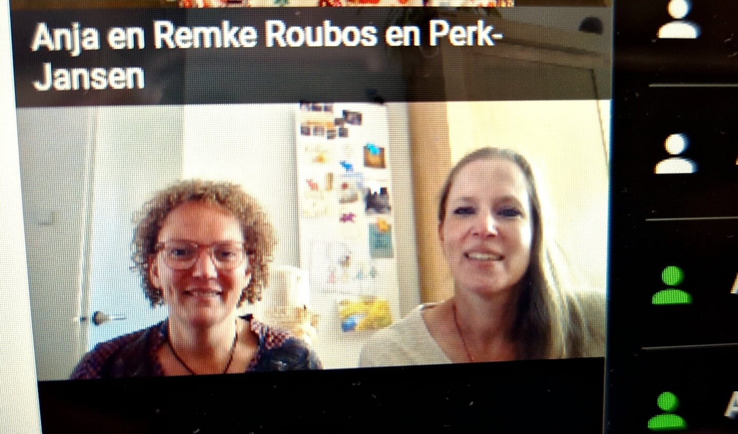 Remke links en Anja rechts op het beeldscherm tijdens de online Atlas Werkconferentie