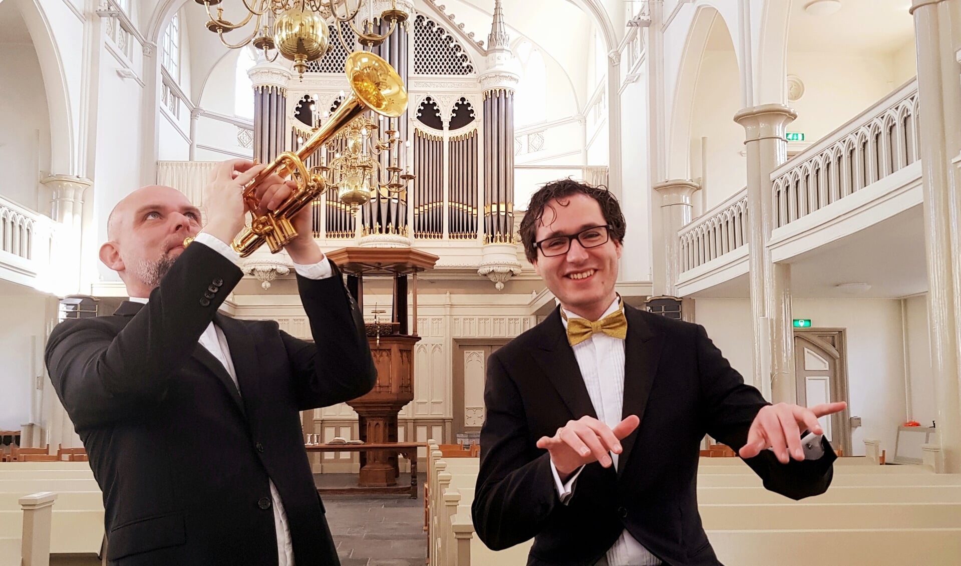 Trompettist Maurice van Dijk en pianist Wouter Harbers.