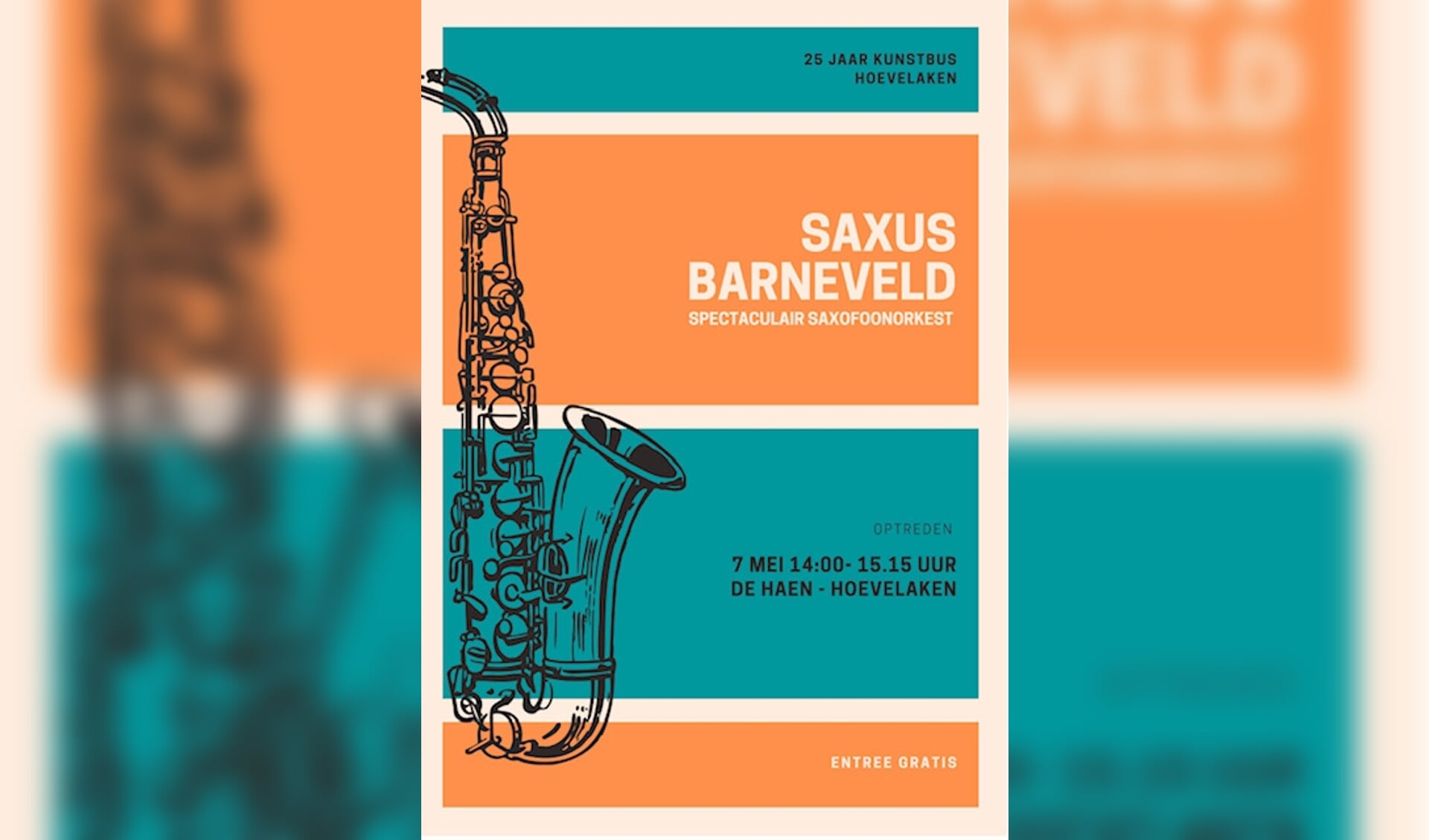Het concert wordt verzorgd door de saxofoongroep SaxUs uit Barneveld. Deze muziekgroep, behoort tot de grootste saxofoonorkesten van Nederland.