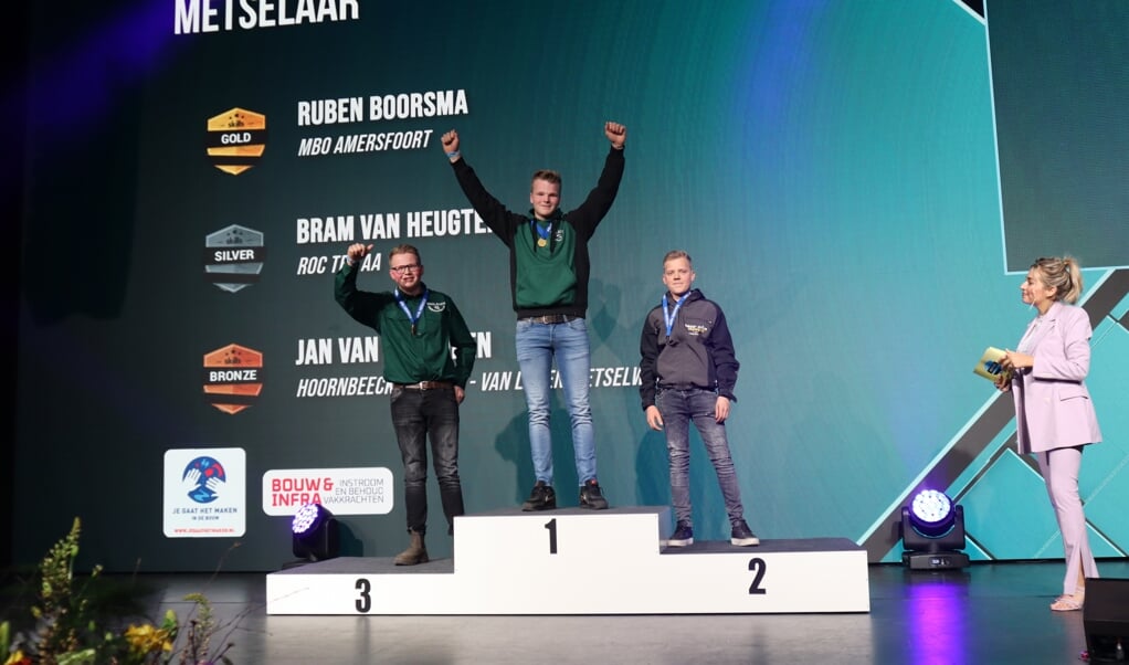 Ruben Boorsma (goud) en Jan van de Mheen (brons) op het podium in de Utrechtse Jaarbeurs.