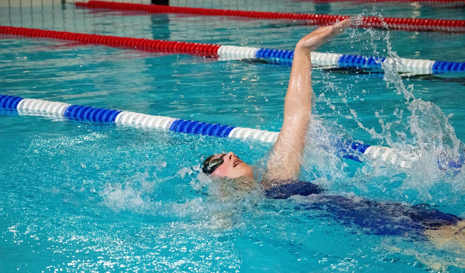 Sophie Hoekstra zwemt de rugslag