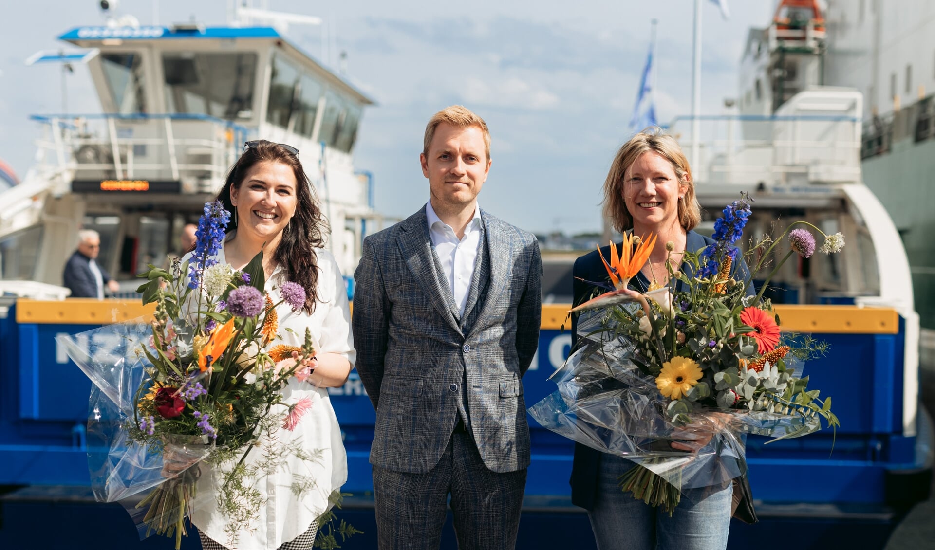Anita Markx (GVB), Marco Hoogendoorn (Holland Shipyards Group) en Inge Keur (GVB).