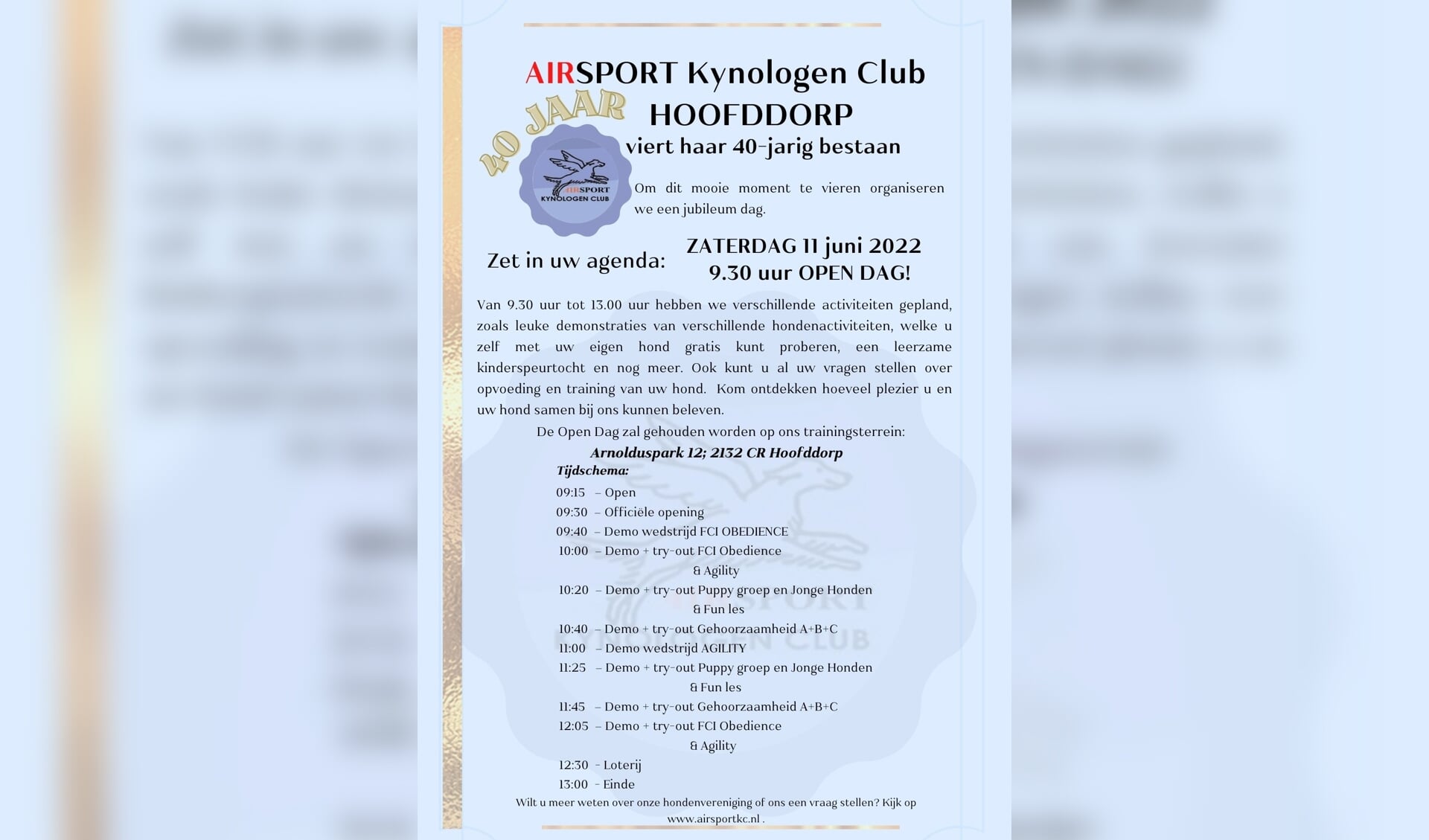 Uitnodiging open dag Airsport Kynologen Club