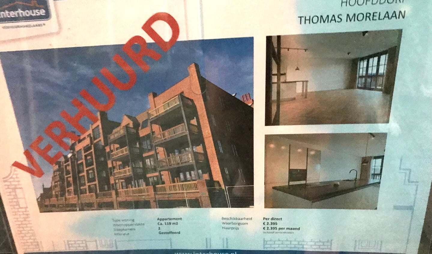 Huurwoningen in de vrije sector zijn een Hoofddorp de laatste jaren enorm gestegen. Deze woning aan de Thomas Morelaan kost per maand 2.395 euro. Je hebt dan twee slaapkamers.