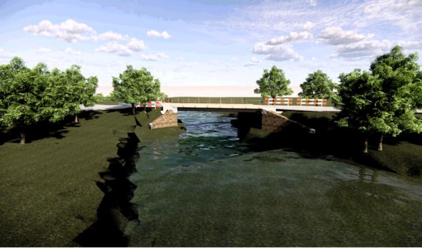 Visualisatie van aanpassingen aan de IJzerenbrug bij Beverweerd