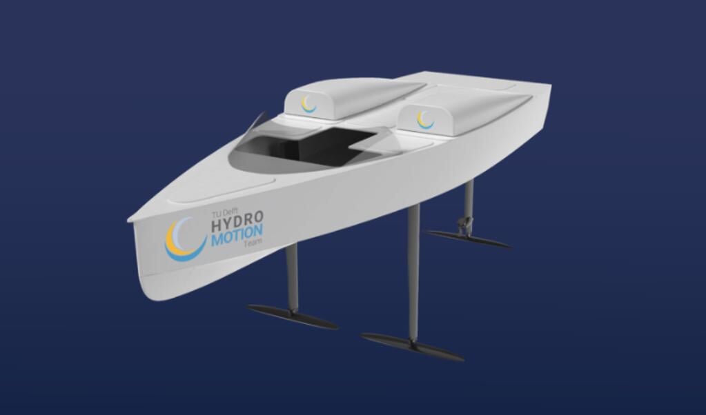Het design van de vliegende waterstofboot.