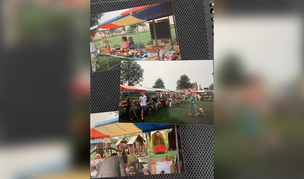 Beelden van de rommelmarkt/kleedjesmarkt voor kinderen jaren geleden.