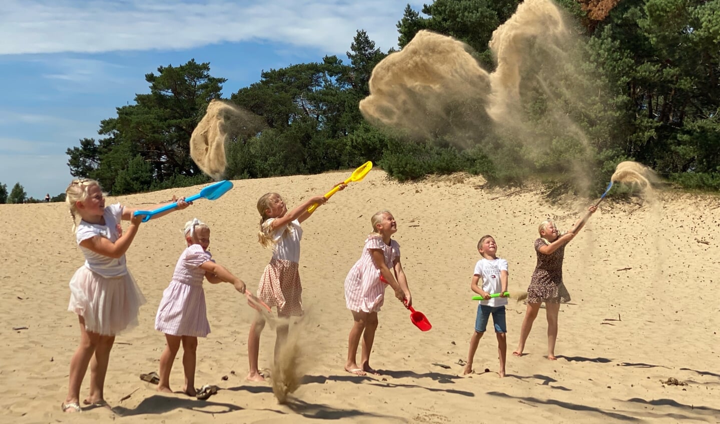 Op de foto: Anne-Ruth, Rhodé, Amy, Lysette, Tjerk en Loura Hardeman. Gemaakt op 13 juni 2022 op het Wekeromse Zand.