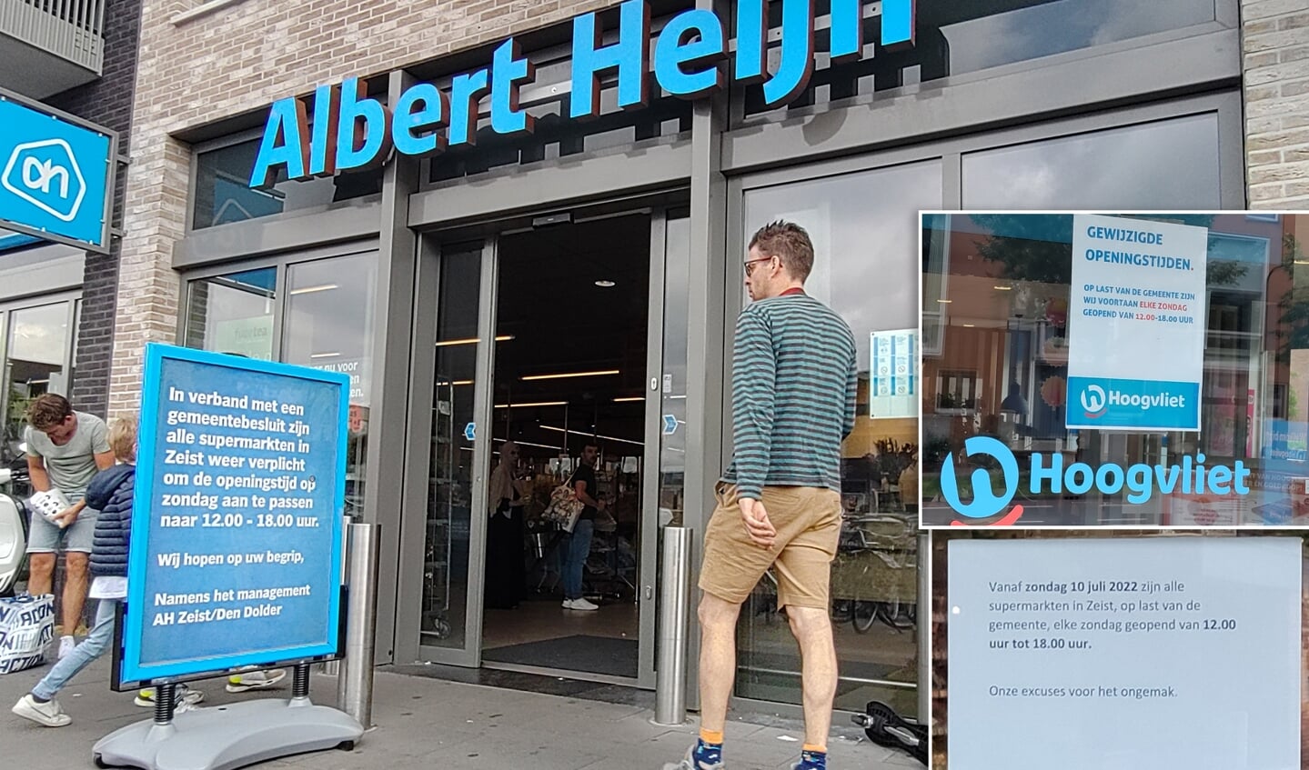 Albert Heijn, Jumbo en Hoogvliet wijzen naar de gemeente in hun bericht over de wijziging van openingstijden op zondag.