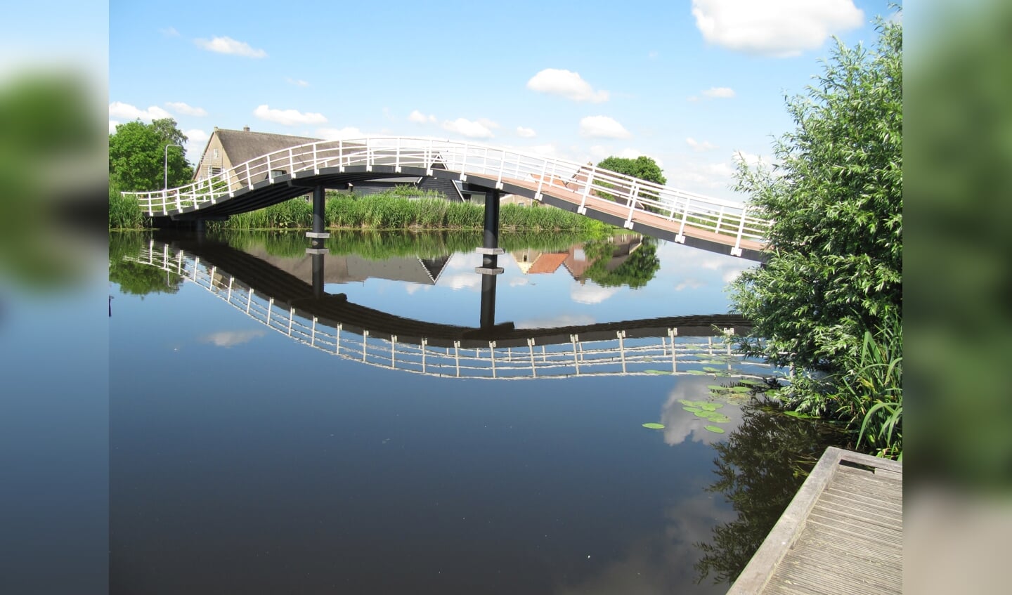 'Deze foto is gemaakt tijdens een fietstocht op 14 juni in de Alblasserwaard. De stilte van het water waarin de brug haarscherp te zien is.'