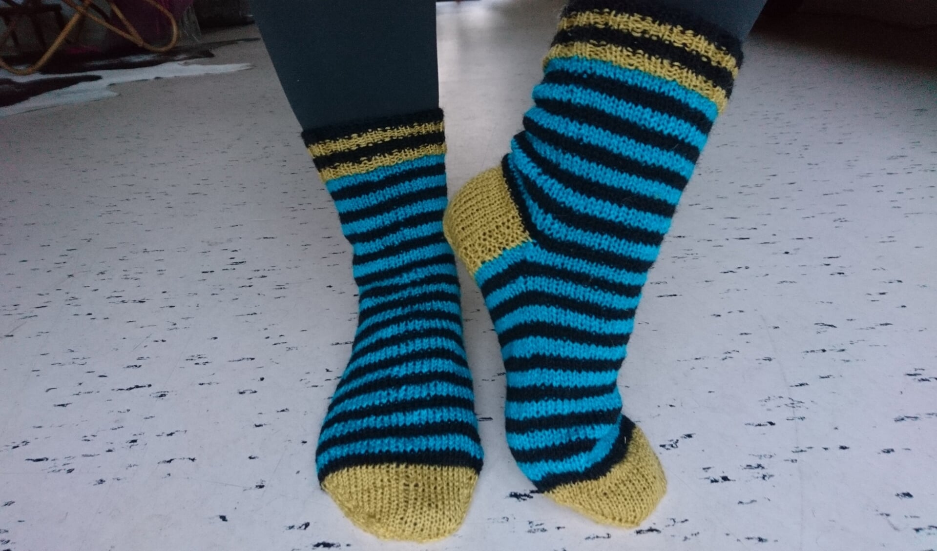Kom leren sokken breien in the Work-Shop