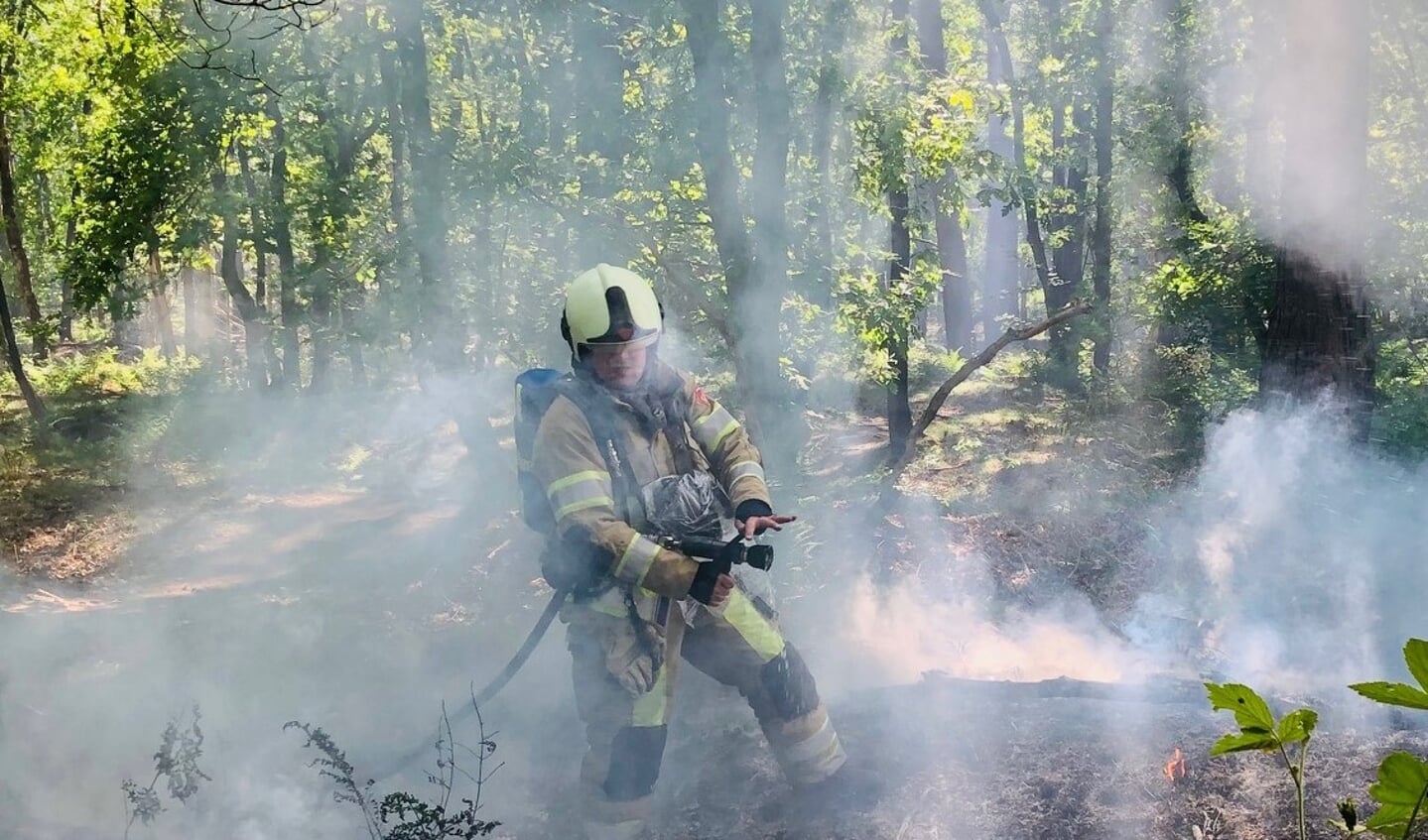 De brandweer rukte grootschalig uit om de bosbrand te bestrijden.