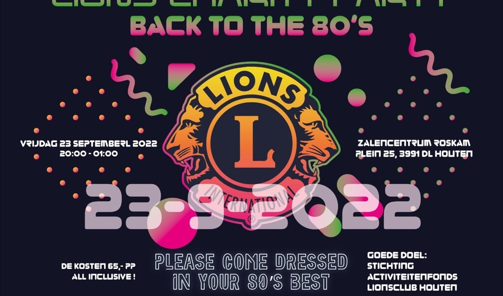 Flyer Lionsclub Houten Charity Party 23 september 2022