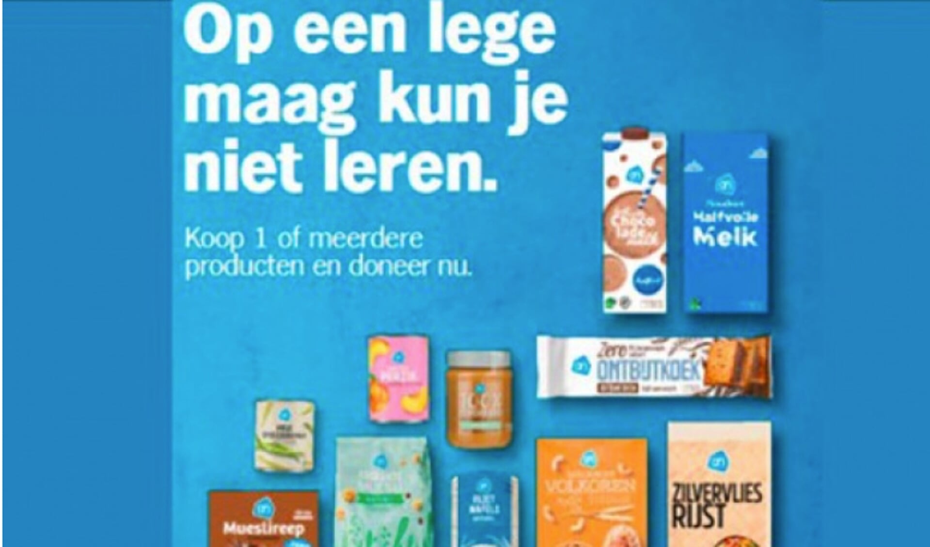 De affiche van de actie 'Op een lege maag kun je niet leren' van de Voedselbanken.