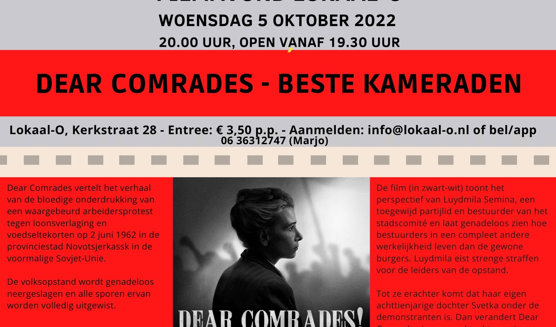 Dear Comrades, filmavond Lokaal-O oktober 2022