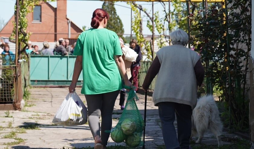 Voedselhulp voor vluchtelingen in Oekraïne.