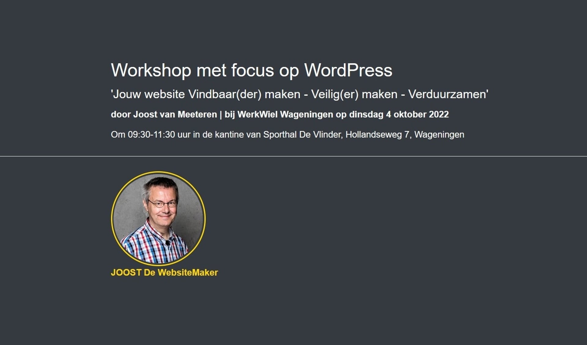 Workshop bij WerkWiel Wageningen op 4 oktober 2022