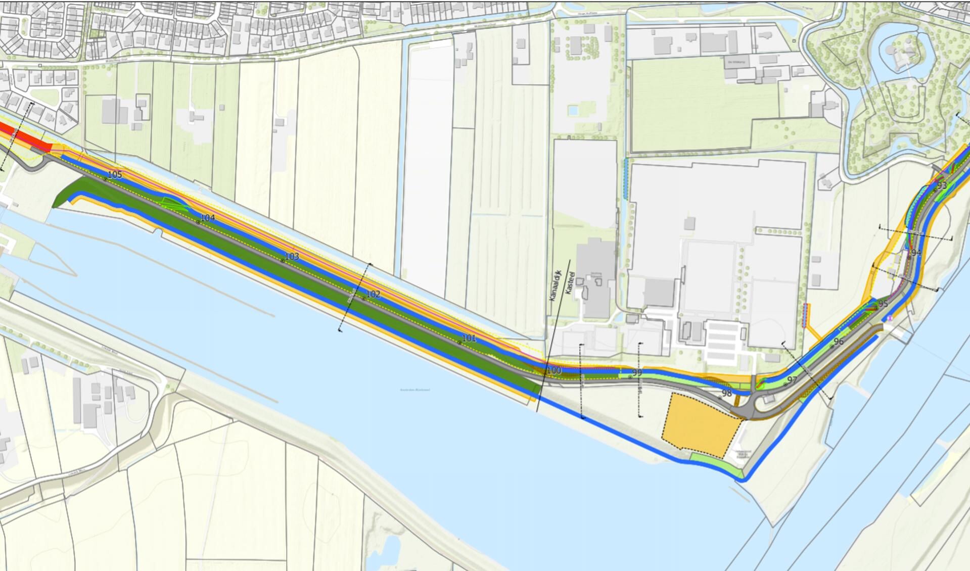 Eén van de plankaarten van het project Sterke Lekdijk die te zien zijn tijdens de informatieavond