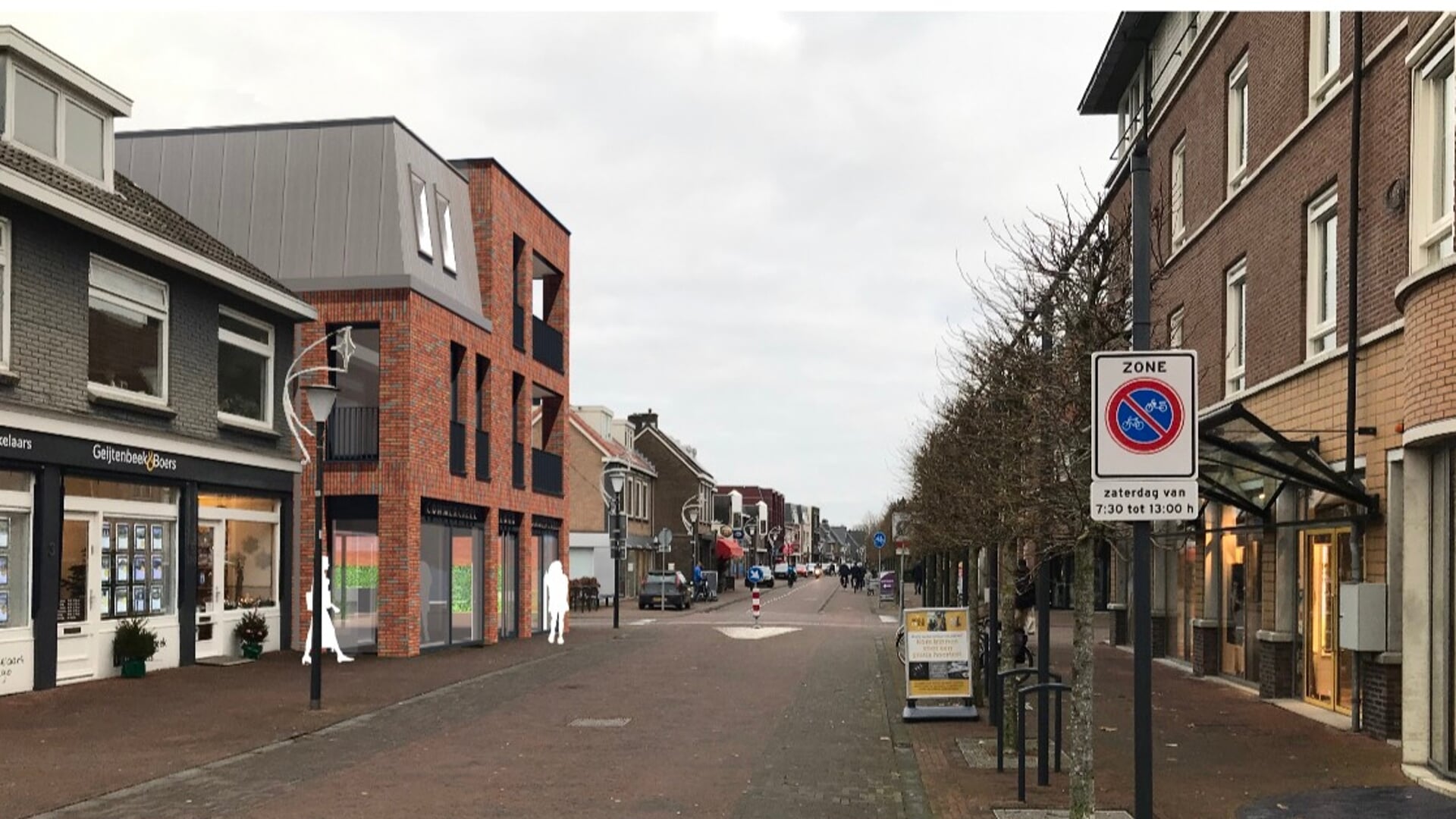 Het bouwvallige pand aan de Dorpsstraat 7 gaat plaatsmaken voor een nieuwe winkel met vier bovenliggende huurappartementen.