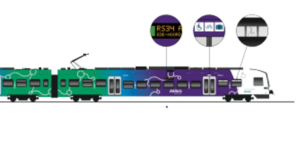 De vertrouwde blauwe treinen zullen veranderen in paars-blauw-groene voertuigen.
