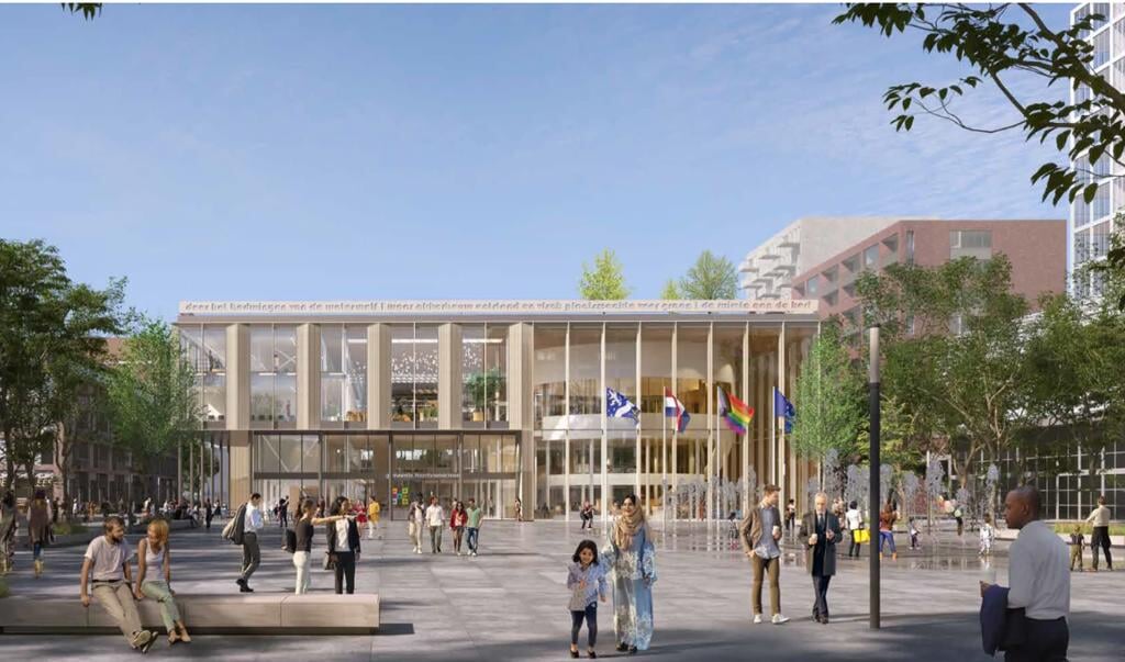 Een impressie van hoe het gemeentehuis eruit zal zien.